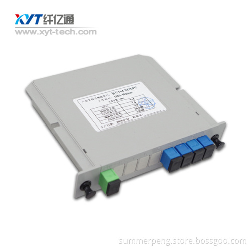 fiber PLC 1x4 optical splitter in plug-in type for FTTH
